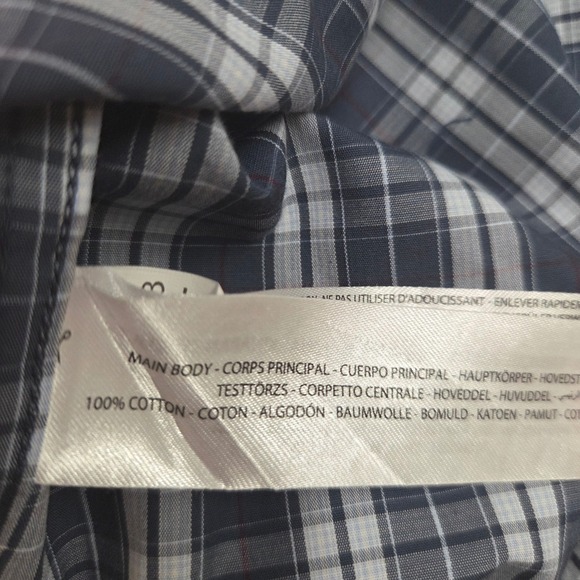 Ariat Mens XXL Wrinkle Free Plaid Button Down Shirt Gray Blue Long Sleeve Logo - Picture 6 of 6